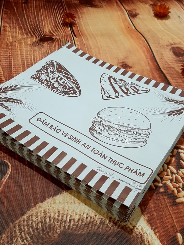 Mẫu túi giấy đựng bánh hamburger, sừng trâu