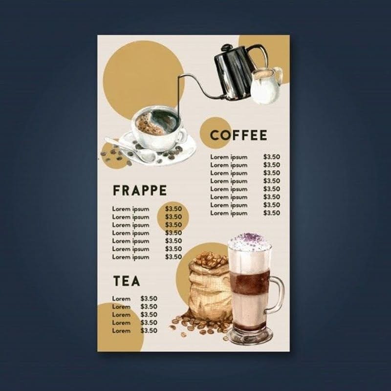Thiết kế menu cafe ấn tượng