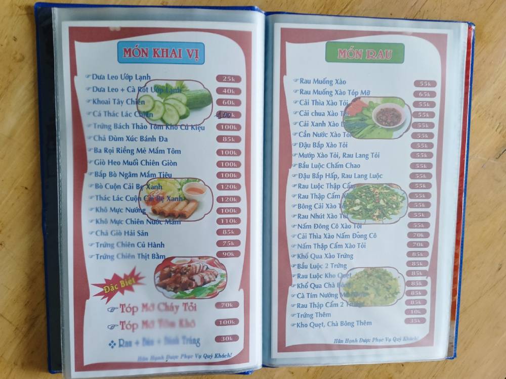 Mẫu in menu quán nhậu nhựa PVC