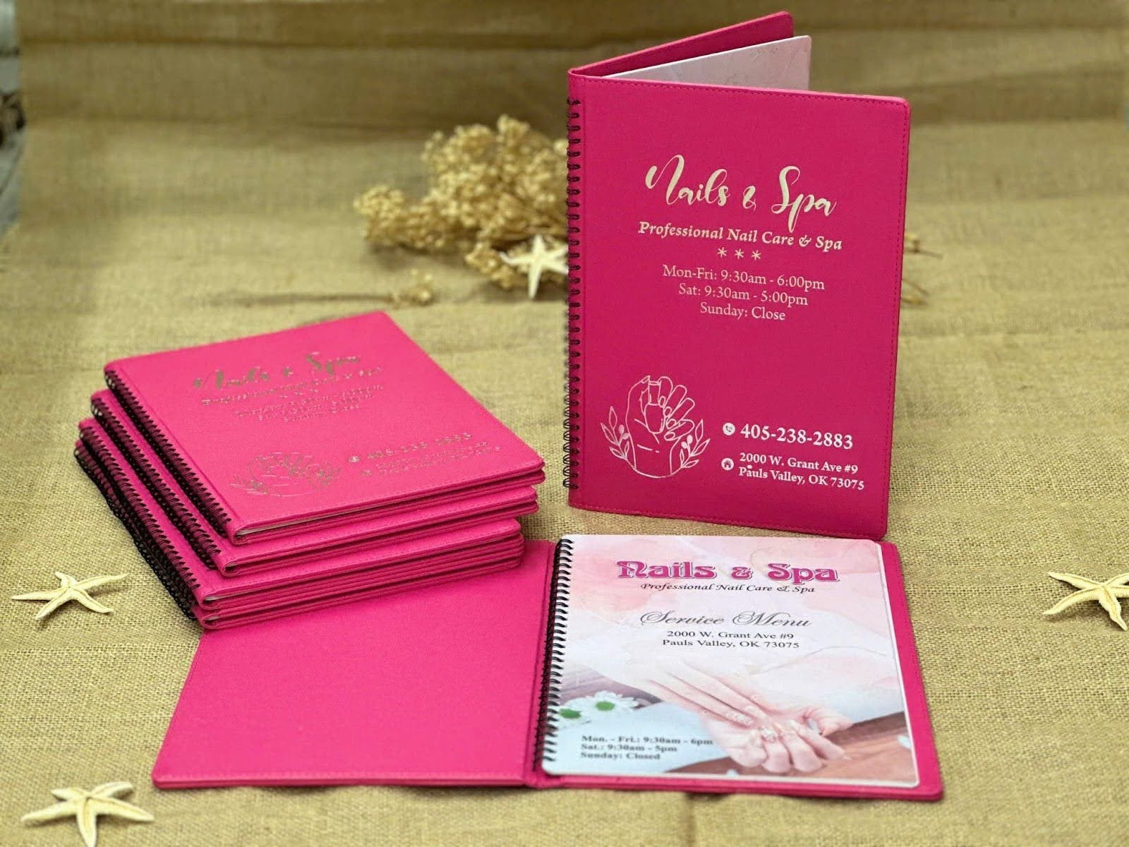 Mẫu in menu Spa bìa da cao cấp