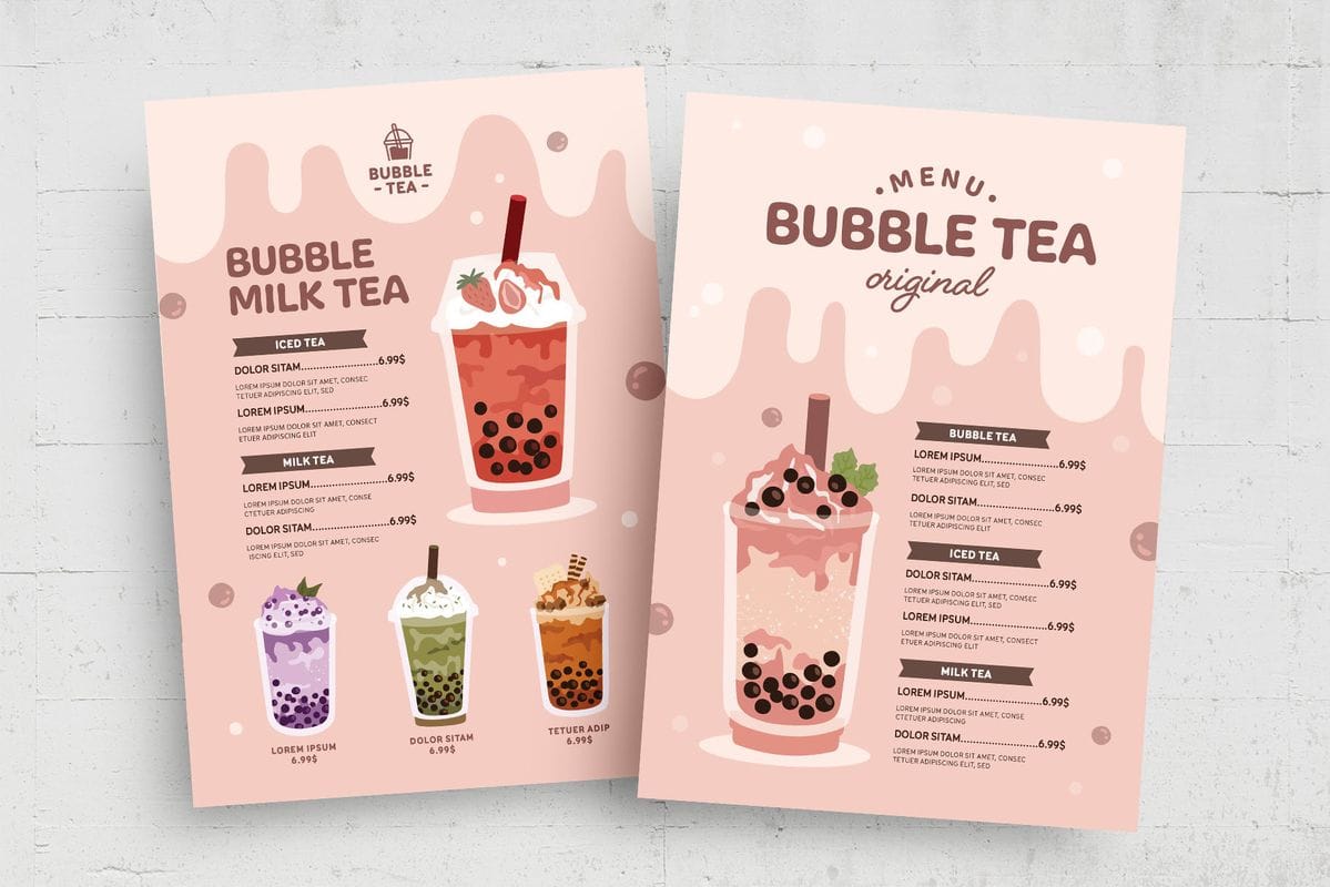 Mẫu in menu trà sữa cute