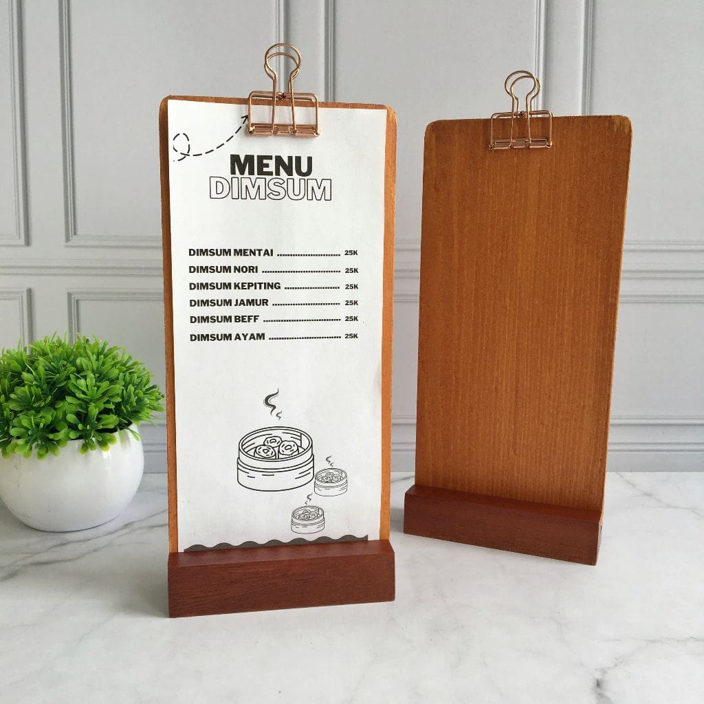 Menu để bàn chân đế gỗ