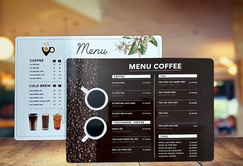 In menu nhựa chống nước