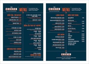 Mẫu in menu song ngữ đẹp