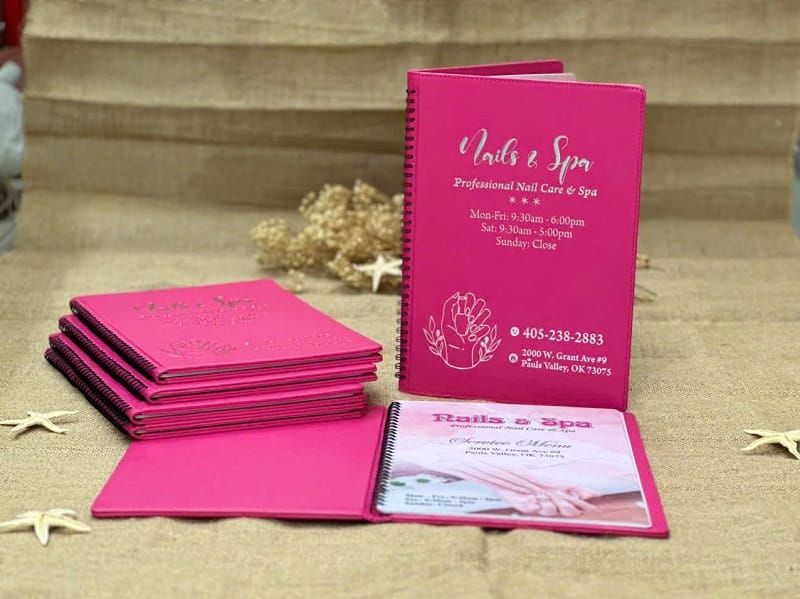 Quy cách đóng cuốn in menu bìa vải